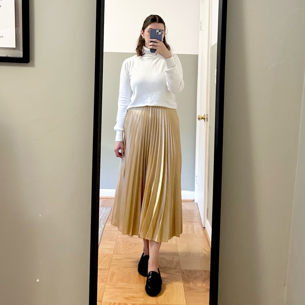 Midi Pleated Satin Skirt